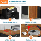 Reception Desk with Counter Modern Checkout Counter with Lockable Drawer Keyboard Tray Receptionist Desk for Office Salon Reception Table D Left 59inch/150cm