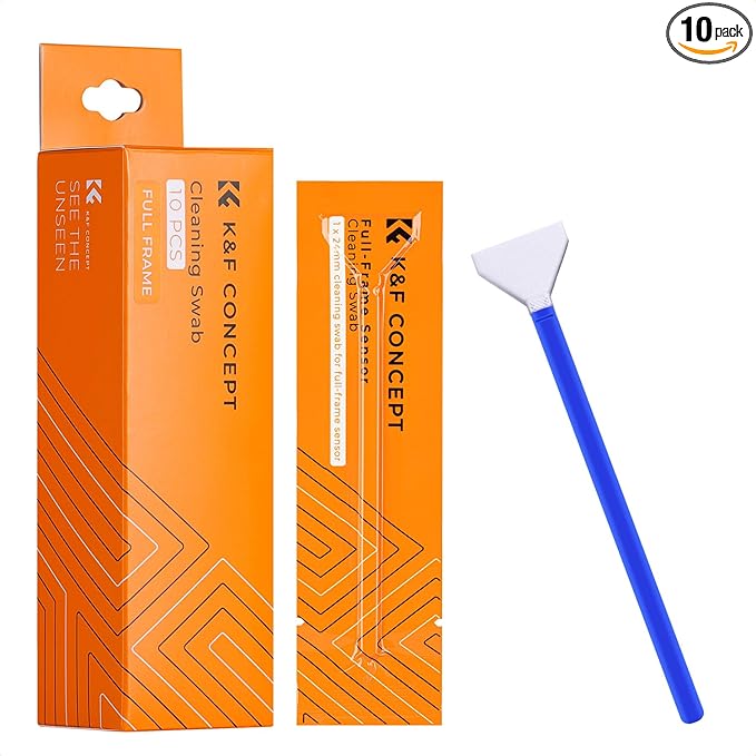 K&F Concept 10 Pack Full-Frame Sensors Cleaning Swabs, DSLR SLR Digital Camera Dry CCD CMOS Clean Swabs Compatible with Nikon Sony Canon DSLR Camera Sensor, 24mm x 20mm