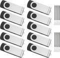(Not 128GB) ABLAZE 128MB Flash Drive 10 Pack, USB 2.0 Memory Stick with Lanyards Swivel Thumb Drives Bulk 128MB Pendrive U Disk for Data Storage (Black)