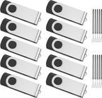 (Not 128GB) ABLAZE 128MB Flash Drive 10 Pack, USB 2.0 Memory Stick with Lanyards Swivel Thumb Drives Bulk 128MB Pendrive U Disk for Data Storage (Black)