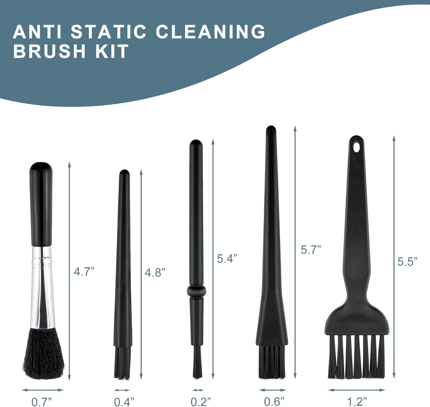 5 PCS Mini Keyboard Cleaning Brushes Kit, PP Handle Nylon Anti Static Electronic Dust Cleaning Brush for Computer Keyboard Motherboard Camera Small Space