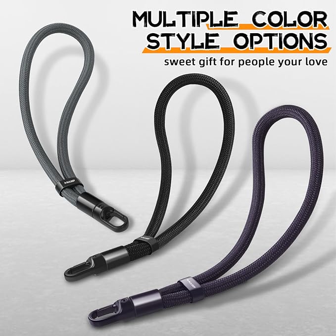 AULEEP Phone Wrist Strap for Women Men - Anti theft Phone Lanyard for Phone Case, iPhone, Cute Phone Wristlet, Hand Strap with 2 Tabs, PhoneChain, Bracelet Strap, Black