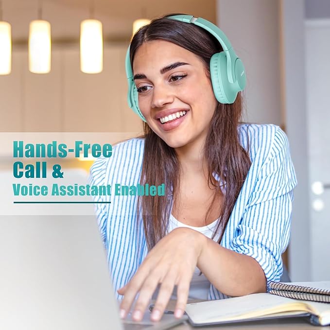 KVIDIO Bluetooth Headphones Over Ear, 65 Hours Playtime Wireless Headphones with Microphone, Foldable Lightweight Headset with Deep Bass, HiFi Stereo Sound Low Latency for Travel Work Cellphone