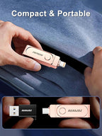 512GB Flash Drive Intended for iPhone, Memory Stick Storage Files Photos Videos Backup, Compatible with iPhone iPad Android PC, Plug and Play, No Application Required (Rose Gold)