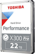 Toshiba X300 PRO 22TB High Workload Performance for Creative Professionals 3.5-Inch Internal Hard Drive – Up to 300 TB/Year Workload Rate CMR SATA 6 Gb/s 7200 RPM 512 MB Cache - HDWR62CXZSTB