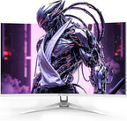 CRUA 32" Curved Gaming Monitor, 144Hz/160Hz 4K UHD(3840 * 2160P) 1500R VA Screen, Supports AMD Freesync, 120% sRGB, Built-in Speakers, RGB Lighting, Wall Mountable Installs(HDMI 2.1/DP 1.4)-White