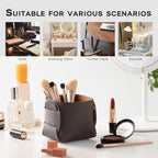 HOMIEAZICOZI 2-Pack Cork Leather Desk Accessories Storage - Pencil Pen Holder - Makeup Brush Holder Organizer - Stylish Addition to Home Decor (Coffee)