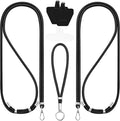 OUTXE Universal Phone Lanyard 2 Packs - 2× Adjustable Neck Strap, 4× Phone Patches- Black