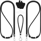 OUTXE Universal Phone Lanyard 2 Packs - 2× Adjustable Neck Strap, 4× Phone Patches- Black