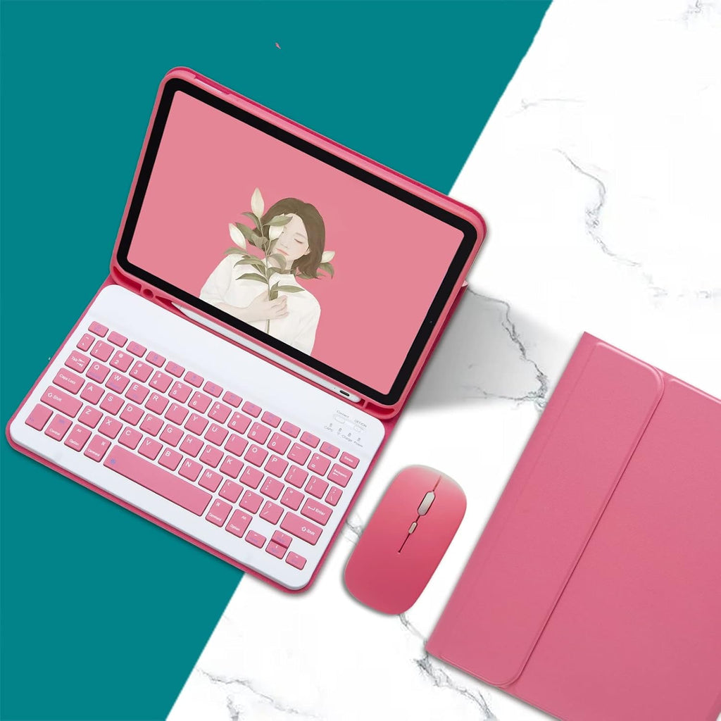 AnMengXinLing Keyboard Case with Mouse for iPad Pro11 2022/2021, Detachable Wireless Keyboard Pencil Holder Slim Smart Cover for iPad Pro 11 inch 4rd Gen/3rd Gen (New Pink)