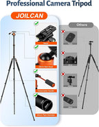Camera Tripod, 81" Heavy Duty Aluminum Tripod for DSLR/Camera/Smartphone - with Handle, Converts to Monopod, Holds 35lbs