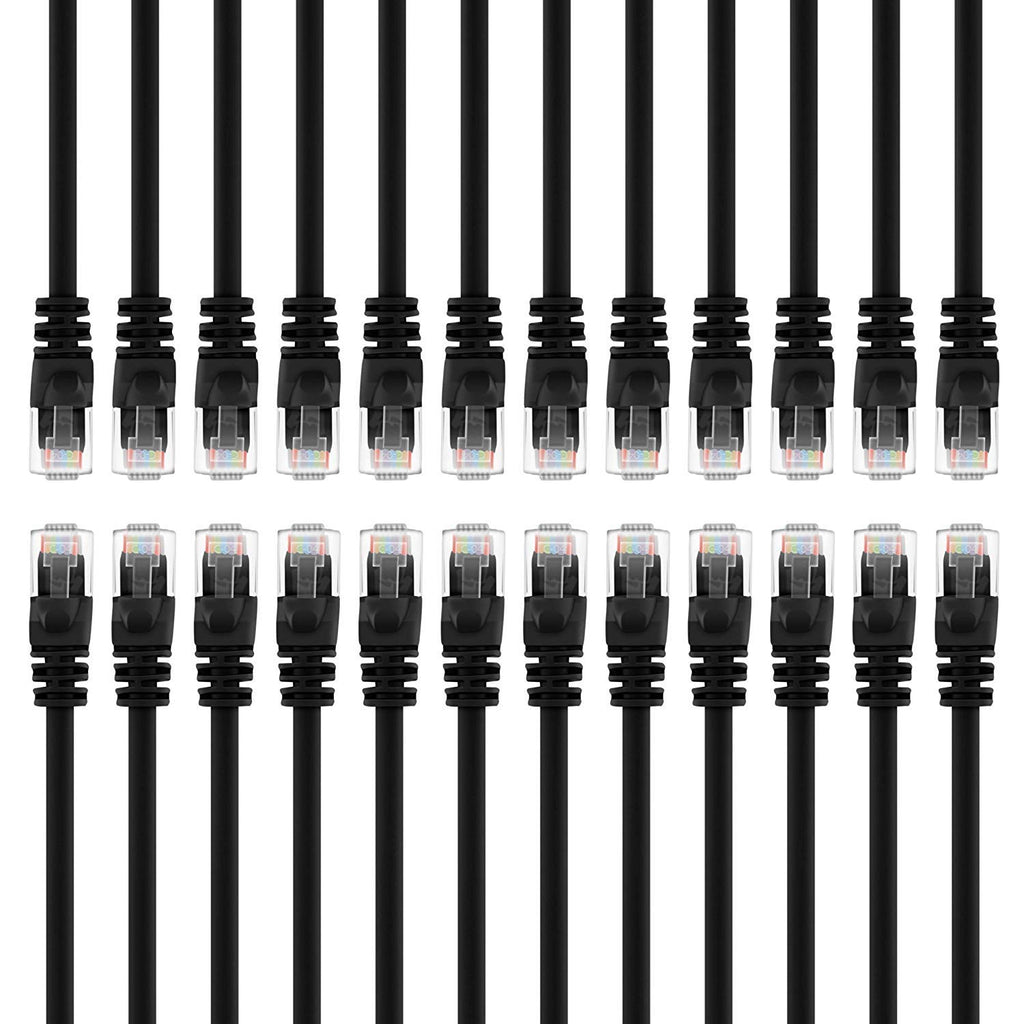 GearIT 50-Pack, Cat5e Ethernet Patch Cable 3 Feet - Snagless RJ45 Computer LAN Network Cord, Black - Compatible with 48 Port Switch POE Rackmount 48port Gigabit