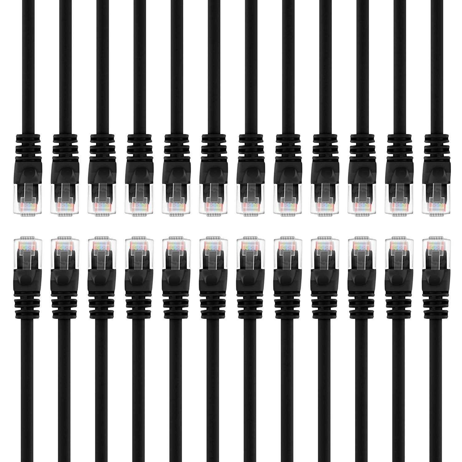 GearIT 50-Pack, Cat5e Ethernet Patch Cable 3 Feet - Snagless RJ45 Computer LAN Network Cord, Black - Compatible with 48 Port Switch POE Rackmount 48port Gigabit