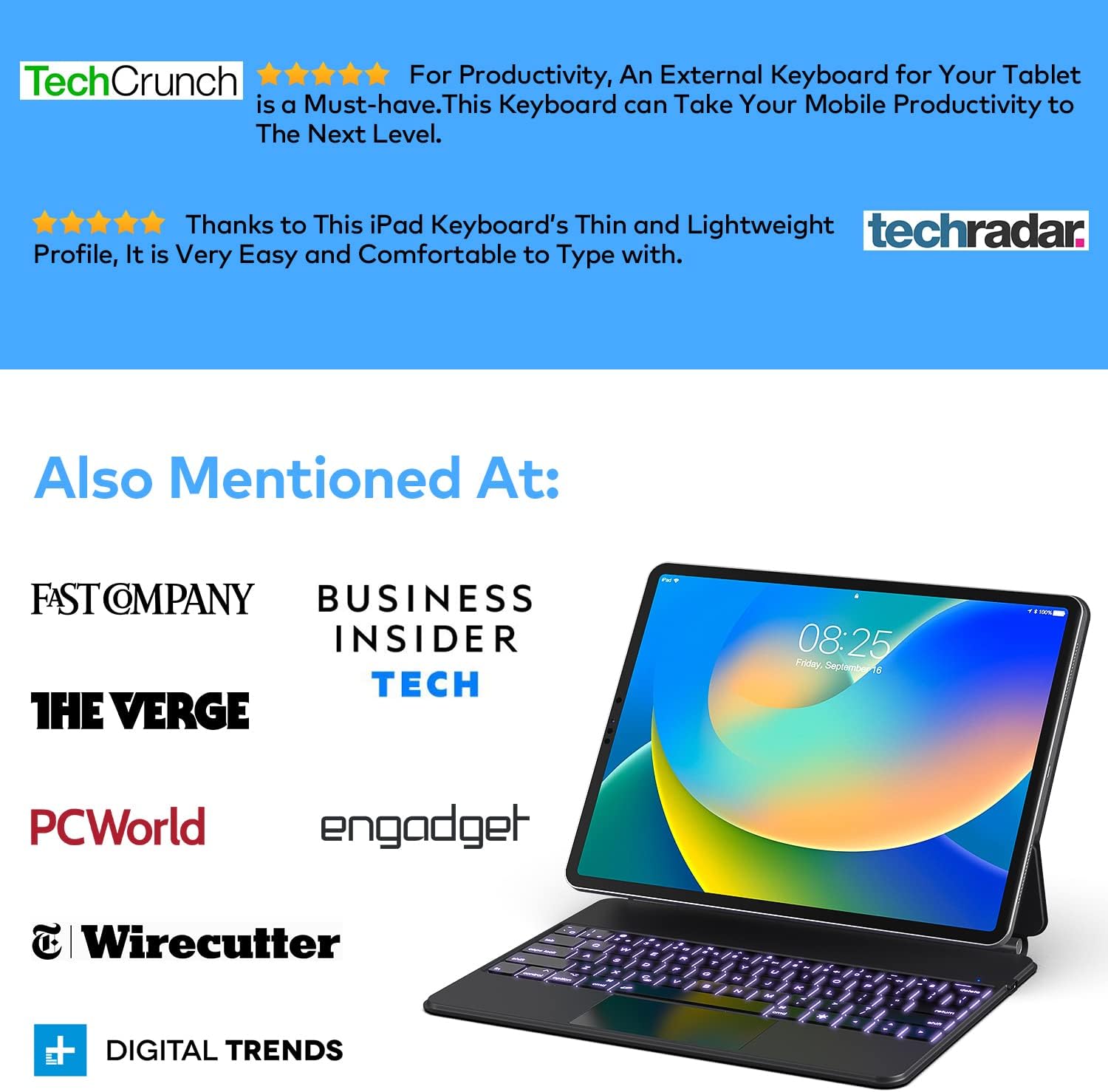 Keyboard Case for iPad Air 11-inch (M3 2025 / M2 2024) & iPad Pro 11 inch(1st/2nd/3rd/4th Generation) – Magic-Style Magnetic Keyboard Case with Multi-Touch Trackpad for 10.9” iPad Air 4th/5th Gen.