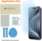 Anti Blue Light Screen Protector for iPhone 15pro & iPhone 15 [3 Pack] 9H+ Anti Blue Light Tempered Glass, Anti-Scratch, Case Friendly