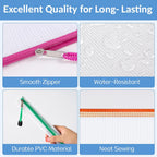 Sooez 24 Pack Super Large Mesh Zipper Pouch Bags, B4 (15.6×11.2 in) Pencil Pouch Bulk with Label Pocket, Waterproof Organizers for Board Game Storage, File Bags for School, Travel & Office, 12 Colors