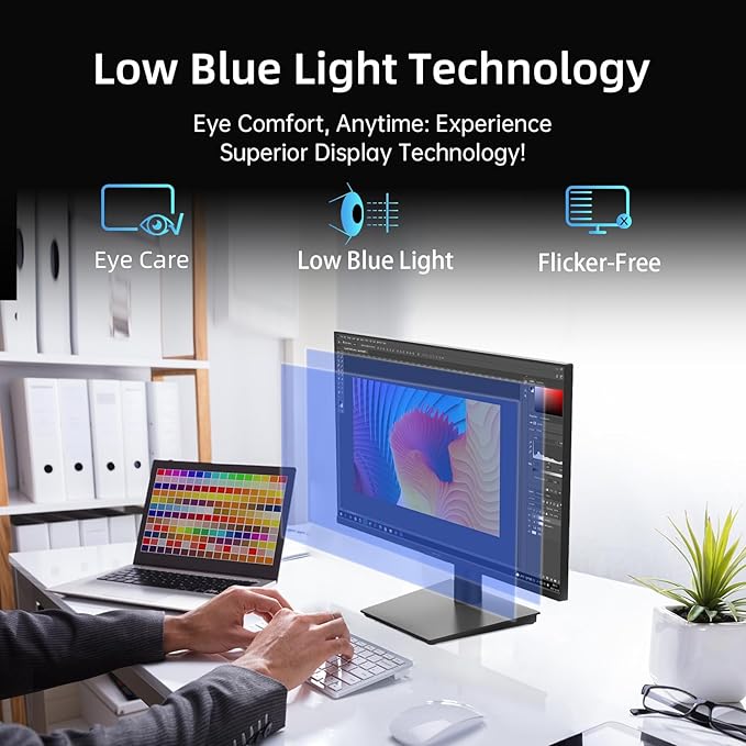 KTC 24 inch Monitor - 1080P Monitor, 100Hz FreeSync Gaming Moniter with HDR10,VESA Mountable, Adjustable Tilt, ZeroFrame Design, HDMI,VGA,Earphone Ports, PC Monitors for Office