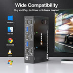 KVM Switch 2 Monitors 2 Computers 8K@60Hz/4K@144Hz, HDMI Displayport KVM Switches for 2 PC Sharing Dual Monitor and Keyboard Mouse with Power Adapter, Wired Extend Controller and USB3.0 Cables