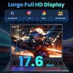 17.6 inch Student-Laptop Computer, 2025 16GB RAM 384GB SSD Expandable 512GB Windows 11 Laptop, Quad-Cores Processor, 1080P FHD Display, 1 Year Office 365, Backlit Keyboard, WiFi 6, Type C