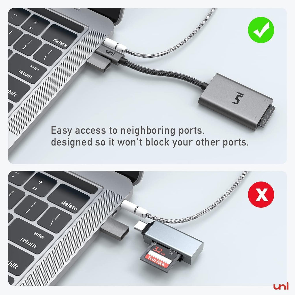 uni USB C SD Card Reader, Sturdy Micro SD Card Adapter (Durable Nylon, No Block), High-Speed USB Type C Camera Memory Card Reader OTG Compatible with Android Galaxy S24, USB-C Tablet, MacBook Pro/Air