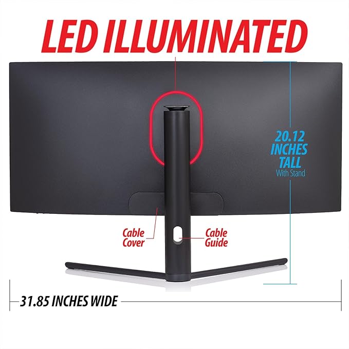 Deco Gear 34" 3440x1440 21:9 Ultrawide Curved Monitor, 180Hz, HDR10, 4000:1 Contrast Ratio, 99% sRGB, 16.7 Million Colors, Adaptive Sync, Blue Light Reduction