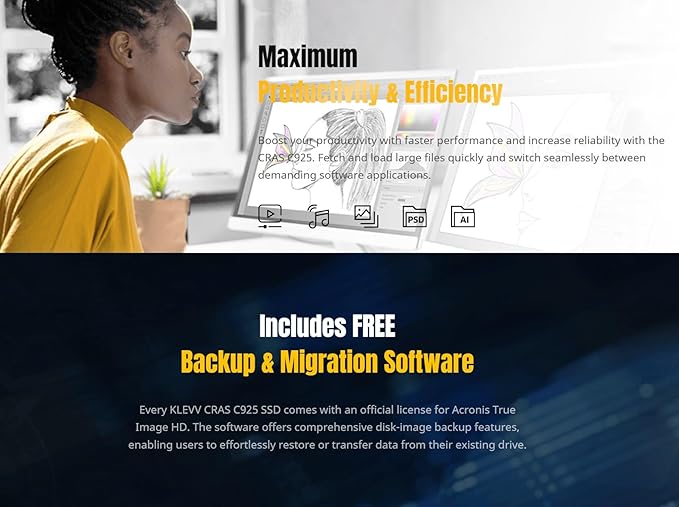 KLEVV CRAS C925 1TB M.2 2280 NVMe PCIe Gen4x4 Internal Gaming SSD with Aluminium Heatsink, Compatible with PS5, up to 7400MB/s (K01TBM2SP0-C9T)