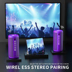 Ortizan Portable Bluetooth Speaker: IPX7 Waterproof, 24W Loud Sound, Deep Bass, Bluetooth 5.3, LED Lights, Wireless Stereo Pairing, 30H Playtime, for Home/Outdoor/Party/Beach, Birthday Gift (Purple)