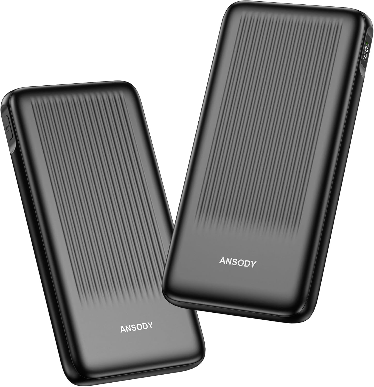 2-Pack 10000mAh Power Bank Fast Charging, 22.5W Compact USB C Portable Charger with 2 Outputs & 2 Inputs, LED Display Battery Pack Compatible with iPhone Samsung iPad Tablets, Black & Black