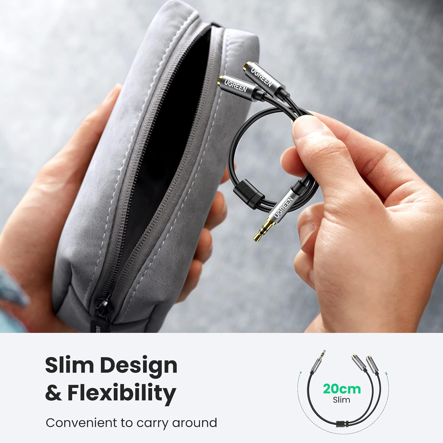 UGREEN Headphone Splitter 3.5mm Audio Stereo Y Splitter Aux Extension Cable Male to Female Dual Headphone Jack Adapter for Earphone Compatible with Switch 2/PS4/PS5 iPhone iPad, Tablet, Laptop, 7.87"