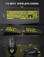 Wireless Keyboard and Mouse Backlits, Wrist Rest, LED Mouse, Rechargeable Ergonomic Keyboard with Phone Holder, Silent Light Up Combo for Computer, Mac, PC, Laptop, Chromebook (Black Large Print)