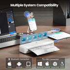 Phomemo Portable Printers Wireless for Travel [Upgraded],M834 Bluetooth Thermal Printer 8.5" x 11"& A4 Size,Inkless Mobile Printer with Carry Case for Travel,Office,School,Car,Home,White