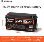 24V 100Ah LiFePO4 Lithium Battery, Built-in 100A BMS with Low-Temp, 15000+ Deep Cycles 10 Years Lifespan, 2560Wh Lithium Iron Phosphate Battery, for RV Solar Energy Off Grid Trolling Motor