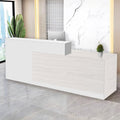 Reception Desk with Counter Modern Checkout Counter with Lockable Drawer Keyboard Tray Receptionist Desk for Office Salon Reception Table R Right 47inch/120cm