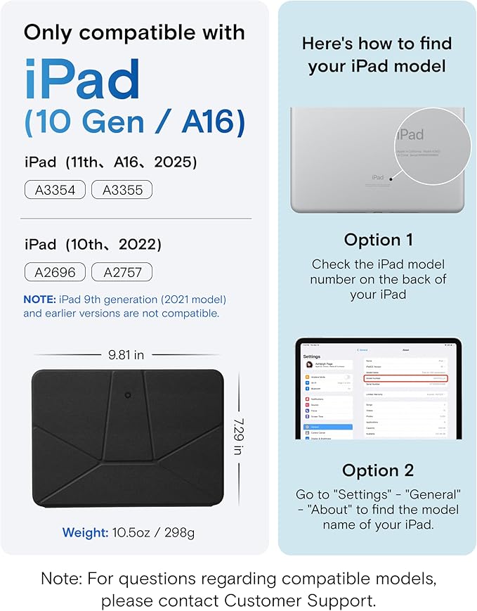 MOFT Dynamic Folio Case for iPad A16 11th Generation 11 Inch 2025/ iPad 10th Generation 10.9 Inch 2022, Silm Magnetic Stand Case with 20+ Viewing Angles, Auto Wake/Sleep, Ultra Thin, Jet Black