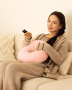 Viozon Tablet Stand Pillow, Compatible with 4.7"-13" Phone/Tablet, iPad, iPhone, Samsung, Google, Kindle, 360°Adjustable Phone Holder for Bed with Soft Plush Fabric, and Detachable Bowl, Pink