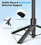 68" Magnetic Selfie Stick Tripod with Rechargeable Detachable Remote for Magsafe, Portable Small Extendable Phone Stand Tripods with Metal Ring, 360° Rotation for Vlog/Live Stream/Travel/Black