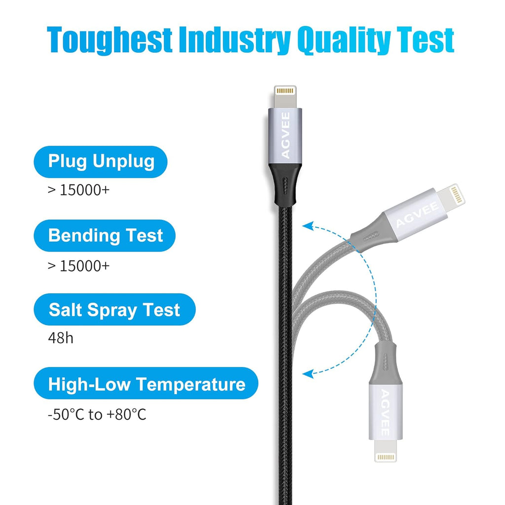 AGVEE 4 inch USB-C Female to Lightning Male Adapter, 30W Fast Charging Charger Converter for iPhone 14 13 12 11 Airpods iOS Device Carplay, Not for Audio, Dark Gray