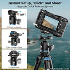 SIRUI Mini Tripod with 360° Panoramic Ball Head, Tabletop Travel Tripod for Camera, Quick Release System, Max Load 33lbs/15KG, Max Height 16.7”, AM-203+KS-5 (AM-203+KS-5)