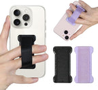 Phone Grip Holder for Hand, Universal Finger Strap Phone Holder, Finger Selfie Grip Compatible with Most Smartphones (Black Purple) -2Pack