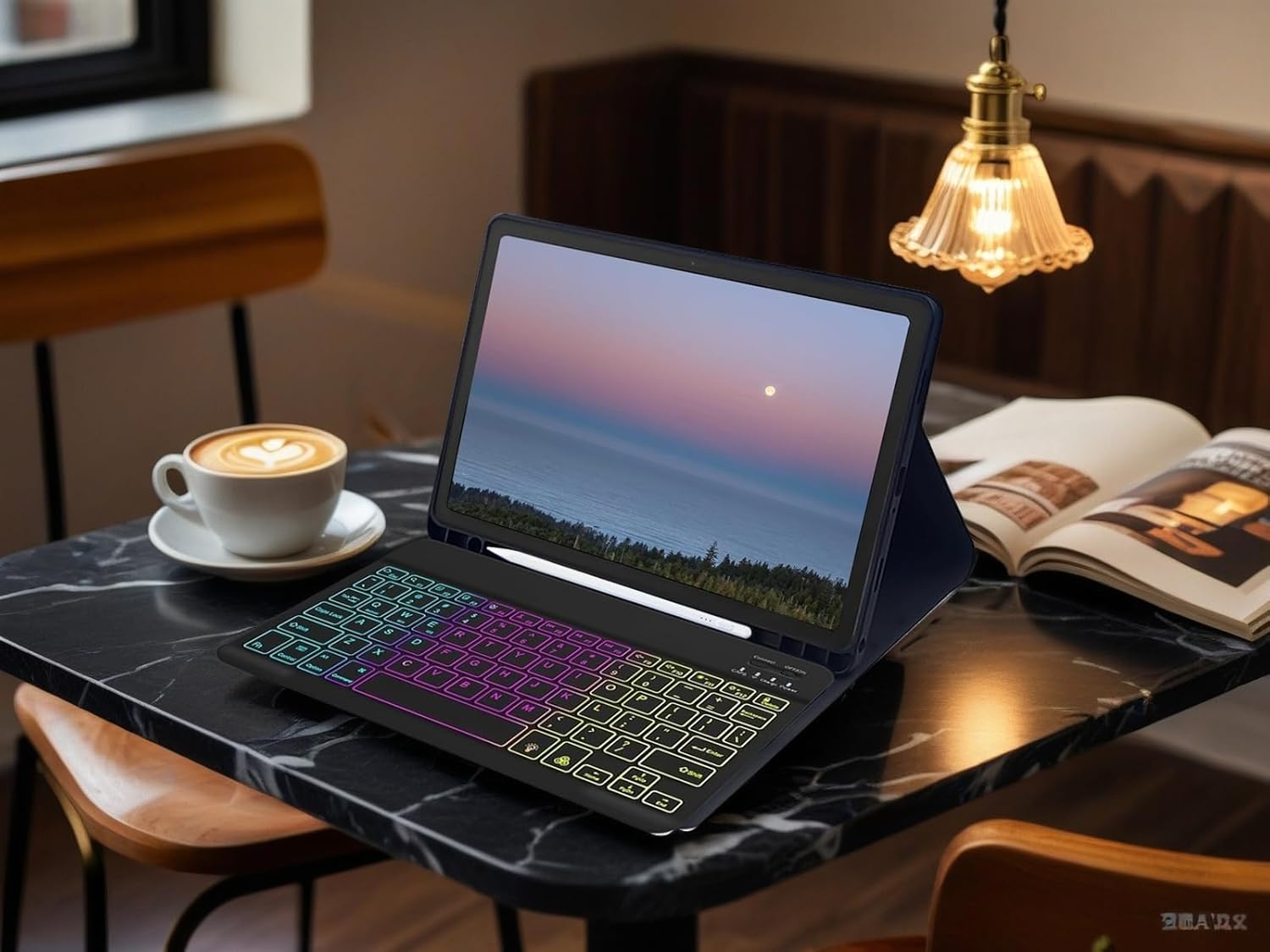 Keyboard Case for Samsung Galaxy Tab S10 FE / S9 FE 10.9 inch/Tab S9 / S8 / S7 11 inch - with 3 Color Backlit Mouse Detachable Keyboard Case