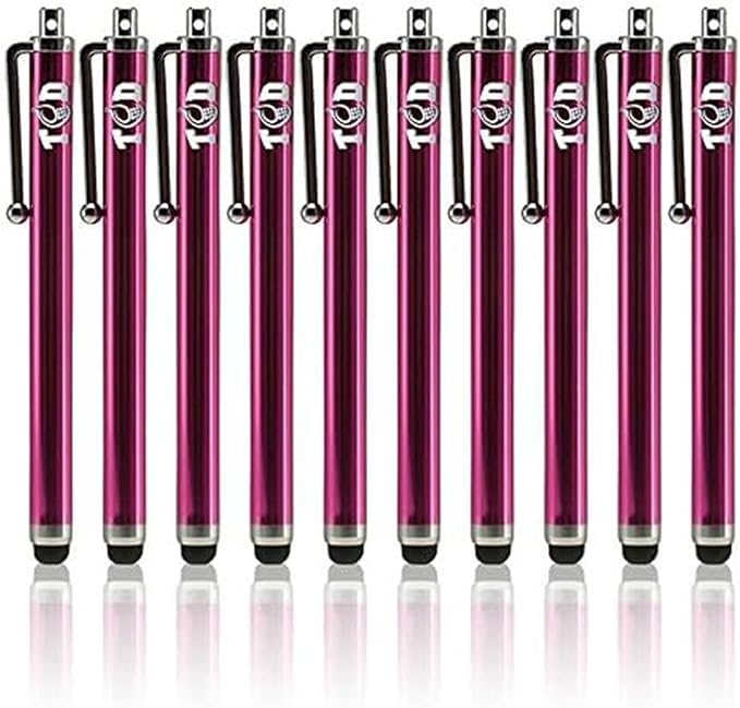 TCD 10 Pack Stylus Pen for Touch Screen, Universal Capacitive Digital Stylus Pen for iPad, iPhone, Tablet, Laptop – Premium Thick Styluses for All Touchscreen Devices with Rubber Tip, Hot Pink