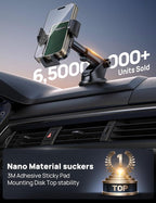 [2025 New] Dashboard Phone Holders for Your Car [Military Grade Stable] Phone Holders for Your Car, Non-Slip Silicone Carbon Fiber Car Phone Mount, Rotatable Suction Cup for All Phone, Green