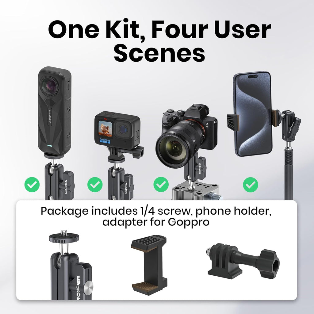 4.5" Suction Cup Camera Mount with 4.72" Extension Rod, Universal Car Mount for Cameras, Phones, Cameras with 3.84" Magic Arm