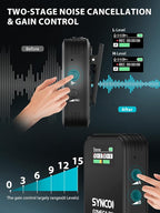 SYNCO Wireless Microphone System with Charging Case, G2A2 MEGA Dual Transmitter 8GB Storage of 24H 656ft Video Recording Streaming for Camera/Phone/PC/Laptop, Wireless-Lav-Mic-for-Camera