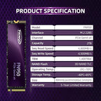 FN950 2TB NVMe SSD M.2 2280 PCIe Gen4x4, Up to 4800MB/s, Internal Solid State Drive, Configure SLC Cache, Storage and Memory Expansion for PS5 Laptop Desktop