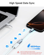 2 Pack 27W USB C to Lightning Cable Adapter, PD Fast Charging & Data Transfer, Type C Female to Lightning Male Charger Converter Cord for iPhone 14/13/12/11,iPad, Airpods,Not for Audio/Headphone/OTG