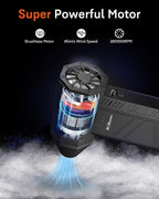 Compressed Air Duster, 180000RPM Electric Air Duster, Rechargeable Cordless Air Blower with 3-Gear Turbo Fan, Canned Air Alternative for Keyboard, PC, Computer, Car, Home & Outdoor Use (Pure Black)