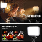 NEEWER Basics 2 Pack LED Video Light Panel Lighting Kit, Bi Color Dimmable Portable Studio Lights with Stands & Filters, 3200K-5600K 750lux CRI95 for Video Recording Live Streaming Photography, BP66