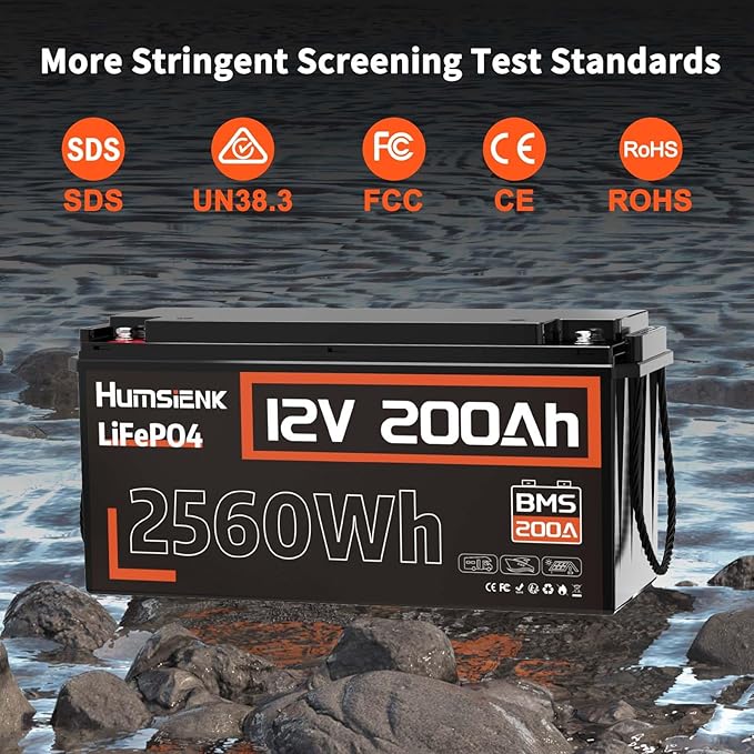 2PACK 12V 200Ah LiFePO4 Battery, Built-in 200A BMS, Rechargeable Deep Cycles DIY Battery, 2560Wh Lithium Battery for Off-Grid and Home Solar System, Marine, Trailer, RV