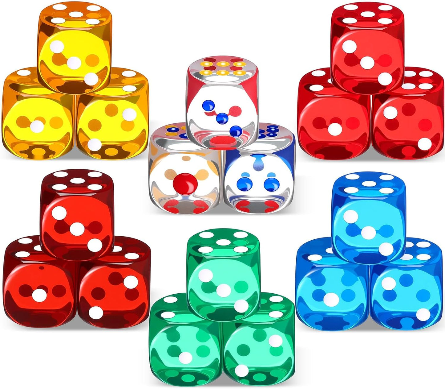 18 Pcs Casino Theme Party Dice Large Opaque Jumbo Acrylic D6 Dice for Casino, Craps, Table Games and Board Games(25 mm,Clear Color)